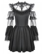 Dark in love Black Romantic Gothic Lace Frill Sheer Mesh Short Dress