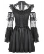 Dark in love Black Romantic Gothic Lace Frill Sheer Mesh Short Dress