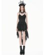 Dark in love Black Retro Gothic Lace Camisole High-Low Ruffle Party Dress