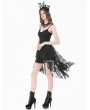 Dark in love Black Retro Gothic Lace Camisole High-Low Ruffle Party Dress