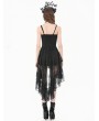 Dark in love Black Retro Gothic Lace Camisole High-Low Ruffle Party Dress