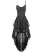 Dark in love Black Retro Gothic Lace Camisole High-Low Ruffle Party Dress