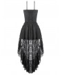 Dark in love Black Retro Gothic Lace Camisole High-Low Ruffle Party Dress