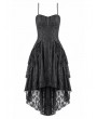 Dark in love Black Gothic Romantic High-Low Ruffle Lace Cami Party Dress