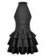 Dark in love Black Gothic Halter Lace Patchwork Tiered Ruffle Mini Dress