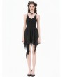 Dark in love Black Gothic Lace Embroidery Asymmetric Flowy Chiffon Dress