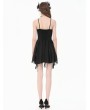 Dark in love Black Gothic Lace Embroidery Asymmetric Flowy Chiffon Dress
