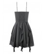 Dark in love Black Gothic Lace Embroidery Asymmetric Flowy Chiffon Dress