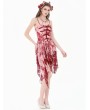 Dark in love Red and White Tie-Dye Romantic Gothic Asymmetric Tiered Dress