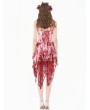 Dark in love Red and White Tie-Dye Romantic Gothic Asymmetric Tiered Dress