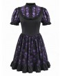 Dark in love Purple Skull Print Dark Gothic Lolita Short Dress