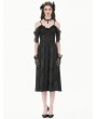 Dark in love Black Gothic Romantic Jacquard Lace Cap Sleeves Gown