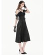 Dark in love Black Gothic Romantic Jacquard Lace Cap Sleeves Gown