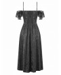Dark in love Black Gothic Romantic Jacquard Lace Cap Sleeves Gown