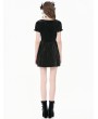 Dark in love Black Gothic Bat Vintage Lace Patchwork Short Velvet Gown