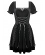 Dark in love Black Gothic Bat Vintage Lace Patchwork Short Velvet Gown