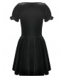 Dark in love Black Gothic Bat Vintage Lace Patchwork Short Velvet Gown