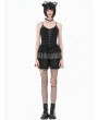 Dark in love Black Striped Gothic Punk Tiered Ruffled Short Dress
