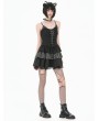 Dark in love Black Striped Gothic Punk Tiered Ruffled Short Dress