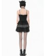 Dark in love Black Striped Gothic Punk Tiered Ruffled Short Dress