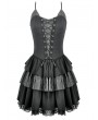 Dark in love Black Striped Gothic Punk Tiered Ruffled Short Dress