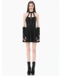 Dark in love Black Gothic Punk Metallic Buckle Strap Halter Dress