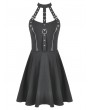 Dark in love Black Gothic Punk Metallic Buckle Strap Halter Dress