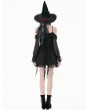 Dark in love Black Gothic Chiffon Off-the-Shoulder Layered Ruffle Dress