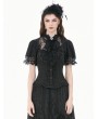 Dark in love Black Vintage Gothic Women's Pinstripe Lace Blouse with Detachable Bow