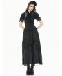 Dark in love Black Vintage Gothic Women's Pinstripe Lace Blouse with Detachable Bow