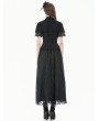 Dark in love Black Vintage Gothic Women's Pinstripe Lace Blouse with Detachable Bow