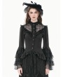 Dark in love Black Victorian Gothic Ruffled Lace Bell Sleeves Blouse for Women