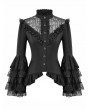 Dark in love Black Victorian Gothic Ruffled Lace Bell Sleeves Blouse for Women