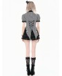 Dark in love Black Bat Collar Gothic Academy Style Striped Tail Blouse for Women