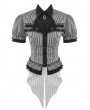 Dark in love Black Bat Collar Gothic Academy Style Striped Tail Blouse for Women