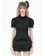 Dark in love Black Gothic Retro Victorian Lace Ruffle Puff Sleeve Blouse for Women