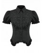 Dark in love Black Gothic Retro Victorian Lace Ruffle Puff Sleeve Blouse for Women