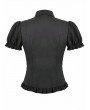 Dark in love Black Gothic Retro Victorian Lace Ruffle Puff Sleeve Blouse for Women