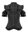 Dark in love Black Victorian Gothic Cutout Puff Sleeves Ruffled Blouse for Women