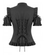 Dark in love Black Victorian Gothic Cutout Puff Sleeves Ruffled Blouse for Women