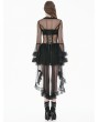 Dark in love Black Gothic Retro Sheer Lace Patchwork Deep-V Flare Sleeve Coat for Women