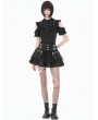 Dark in love Black Gothic Punk Lace Patchwork Zipper Pocket Ruffle Mini Skirt