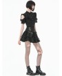 Dark in love Black Gothic Punk Lace Patchwork Zipper Pocket Ruffle Mini Skirt
