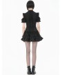 Dark in love Black Gothic Punk Lace Patchwork Zipper Pocket Ruffle Mini Skirt