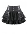 Dark in love Black Gothic Punk Lace Patchwork Zipper Pocket Ruffle Mini Skirt