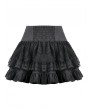 Dark in love Black Gothic Punk Lace Patchwork Zipper Pocket Ruffle Mini Skirt