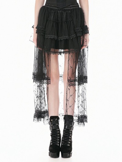 Dark in love Black Gothic Lolita Diamond Lace Patchwork Layered Tutu Skirt