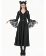 Dark in love Black Gothic Embroidered High Waist Ruffled Maxi Skirt