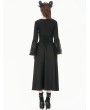 Dark in love Black Gothic Embroidered High Waist Ruffled Maxi Skirt