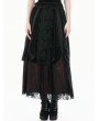 Dark in love Black Gothic Baroque Guipure Lace Ruched Velvet Long Skirt